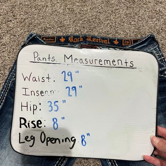 VTG y2k Womens Low Rise Rock Revival Medium Wash Blue Denim Sundee Bootcut Jeans - Picture 8 of 8